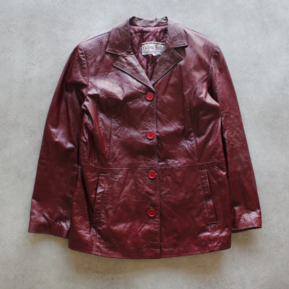 Vera Pelle Burgundy Leather Blazer (Woman-L)