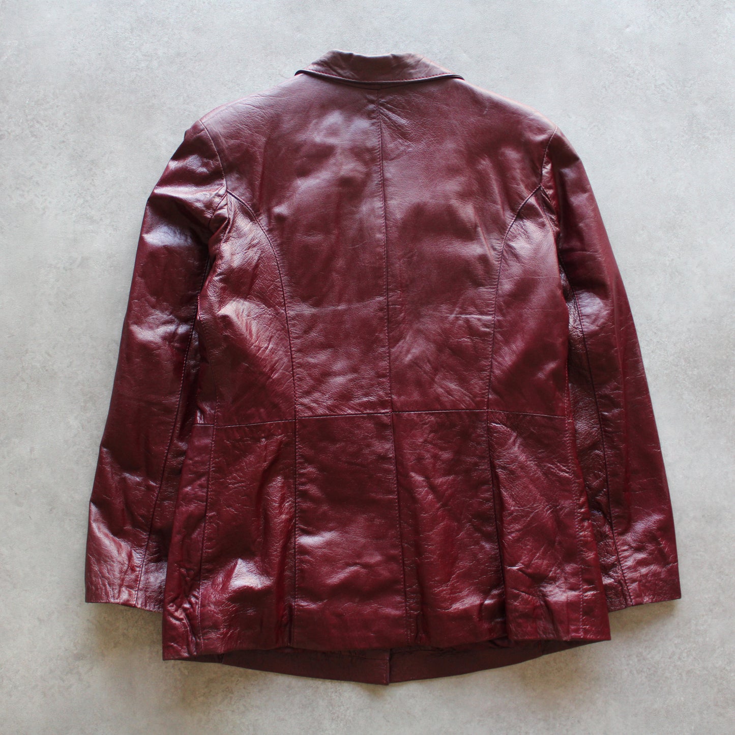 Vera Pelle Burgundy Leather Blazer (Woman-L)