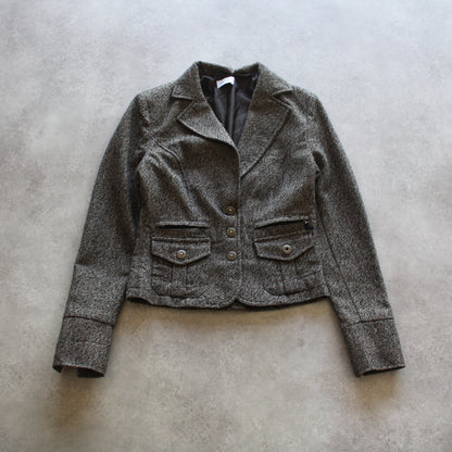 Motivi Grey Tweed Cropped Blazer (Woman-M)