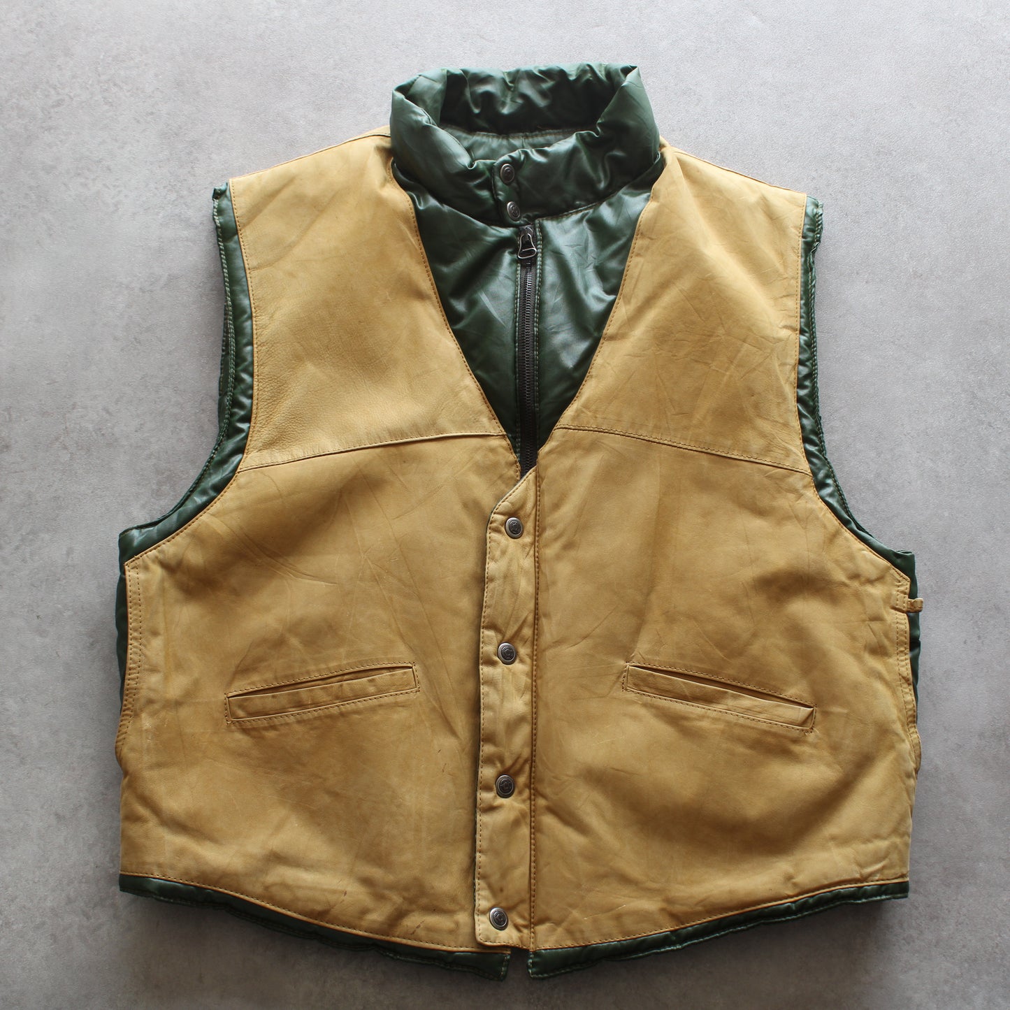 Vera Pelle Vintage Reversible Puffer Leather Vest (Man-XL)