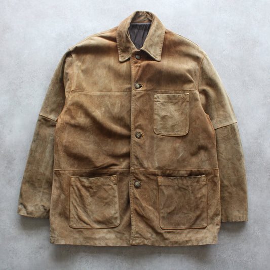 Vintage Brown Leather Workwear Jacket (Man-XXL)