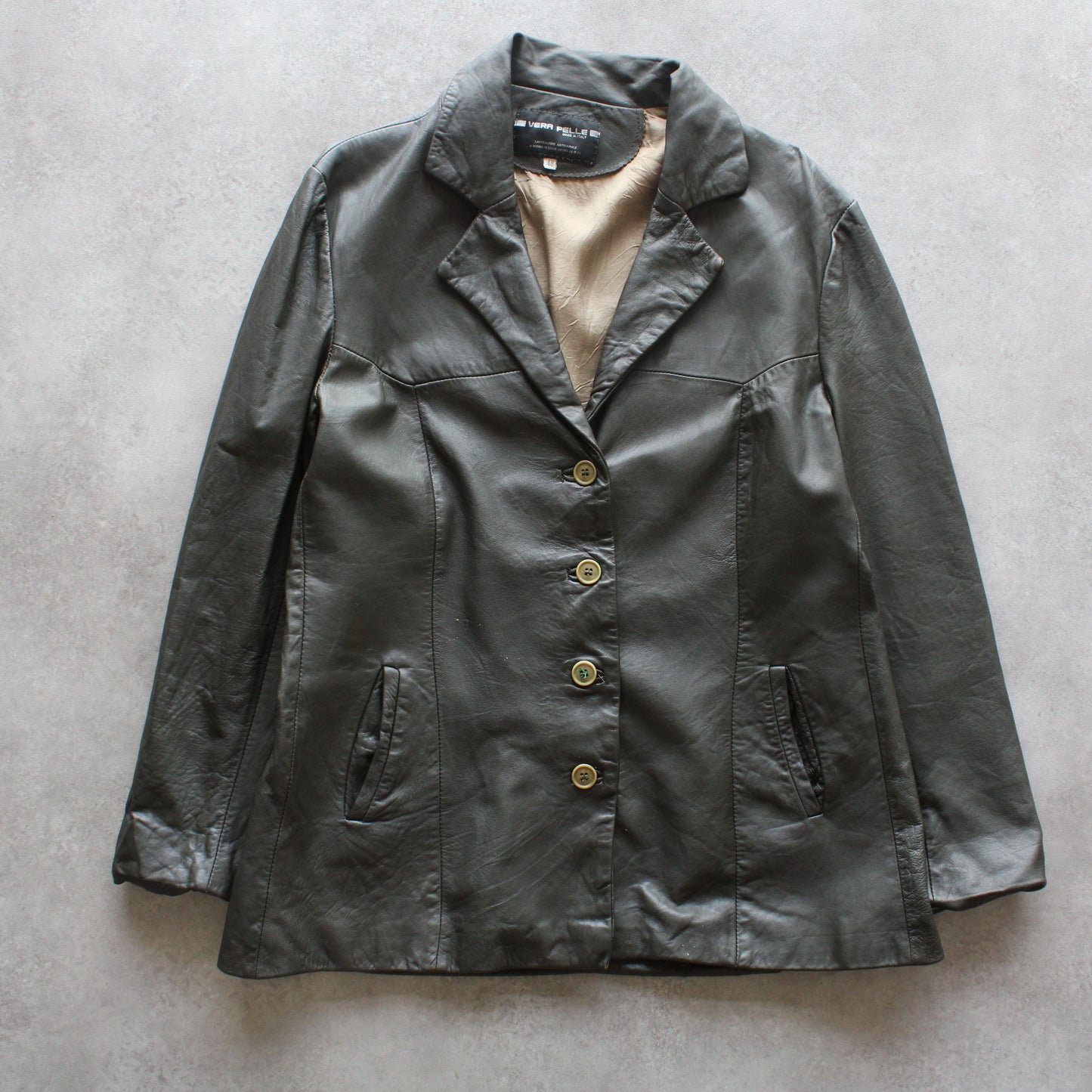 Vera Pelle Dark Green Genuine Leather Jacket (Woman-L)